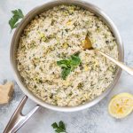 This lemon and herb risotto is a fresh and flavorful vegetarian side dish that comes alive with lemon, white wine, and an assortment of herbs. 