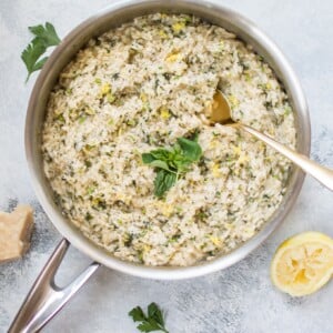 This lemon and herb risotto is a fresh and flavorful vegetarian side dish that comes alive with lemon, white wine, and an assortment of herbs.