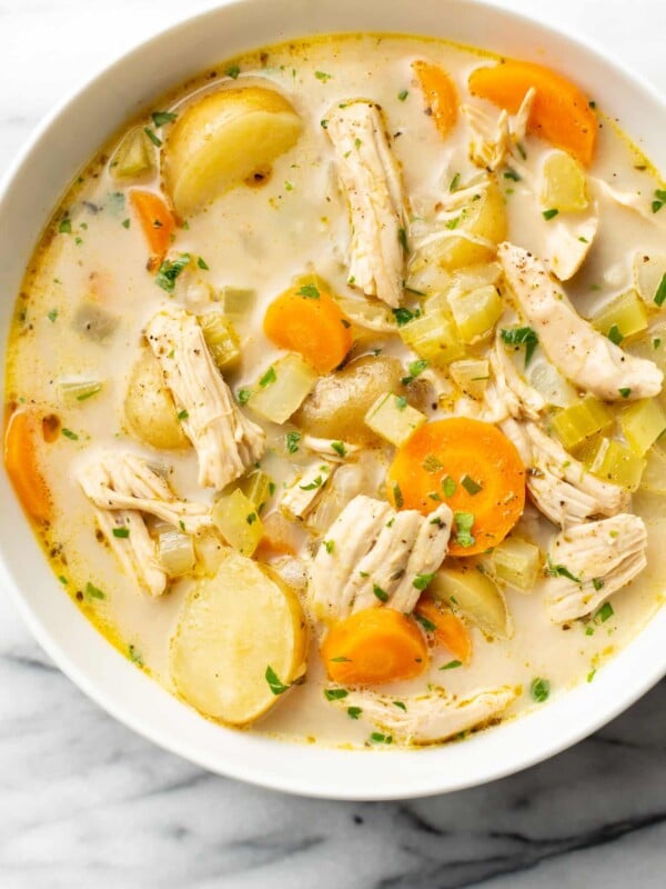 a bowl of leftover turkey soup