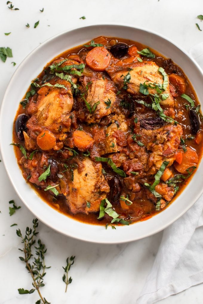 close- up of Instant Pot authentic chicken cacciatore in a bowl