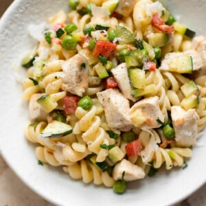 This creamy Pasta Primavera recipe with chicken is fresh, simple, and delicious.