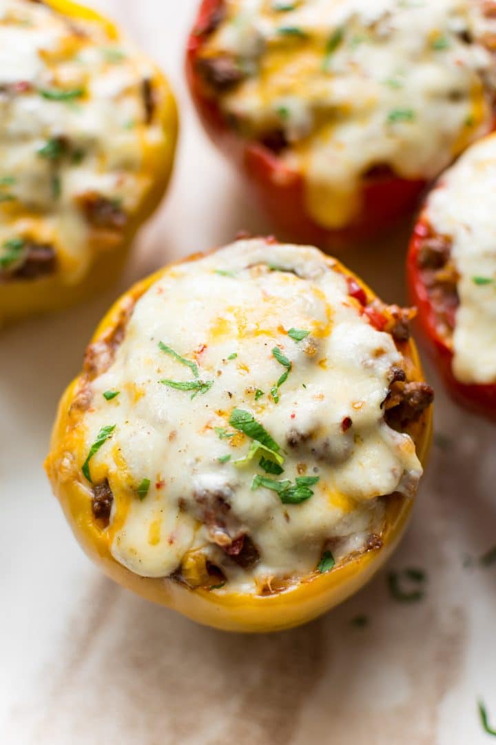 close-up of Mexican stuffed peppers