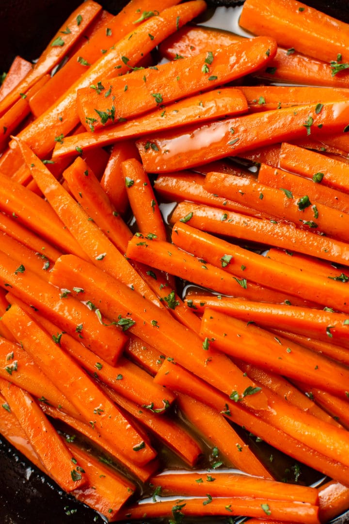 close-up of glazed carrots