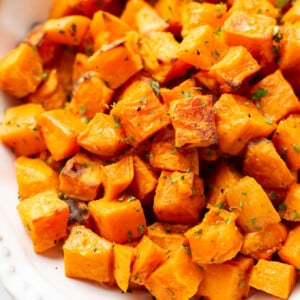 a bowl of roasted sweet potatoes