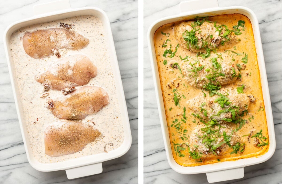 baked marry me chicken before and after the oven