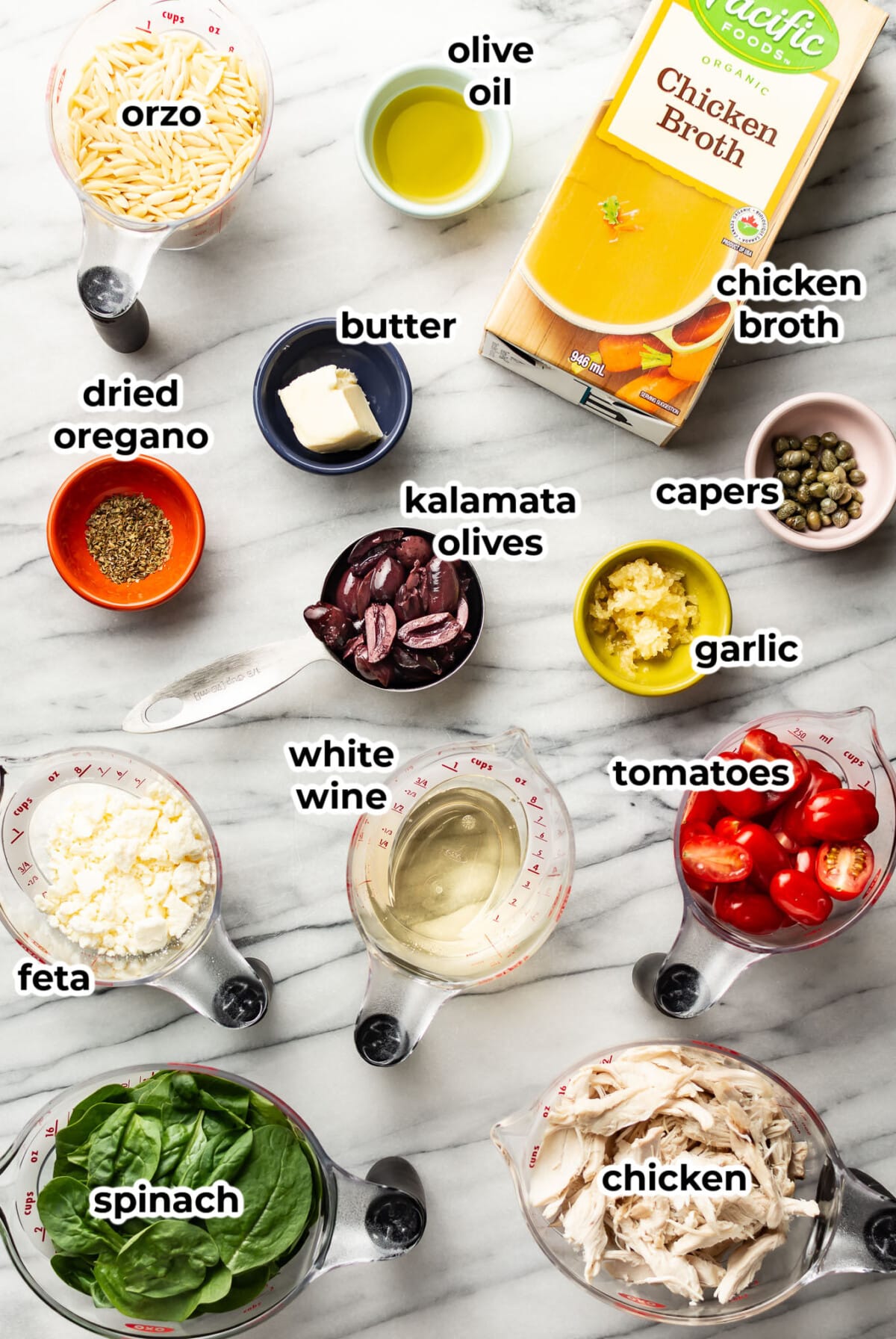ingredients for mediterranean chicken orzo