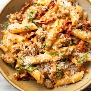 a bowl of marry me italian sausage pasta