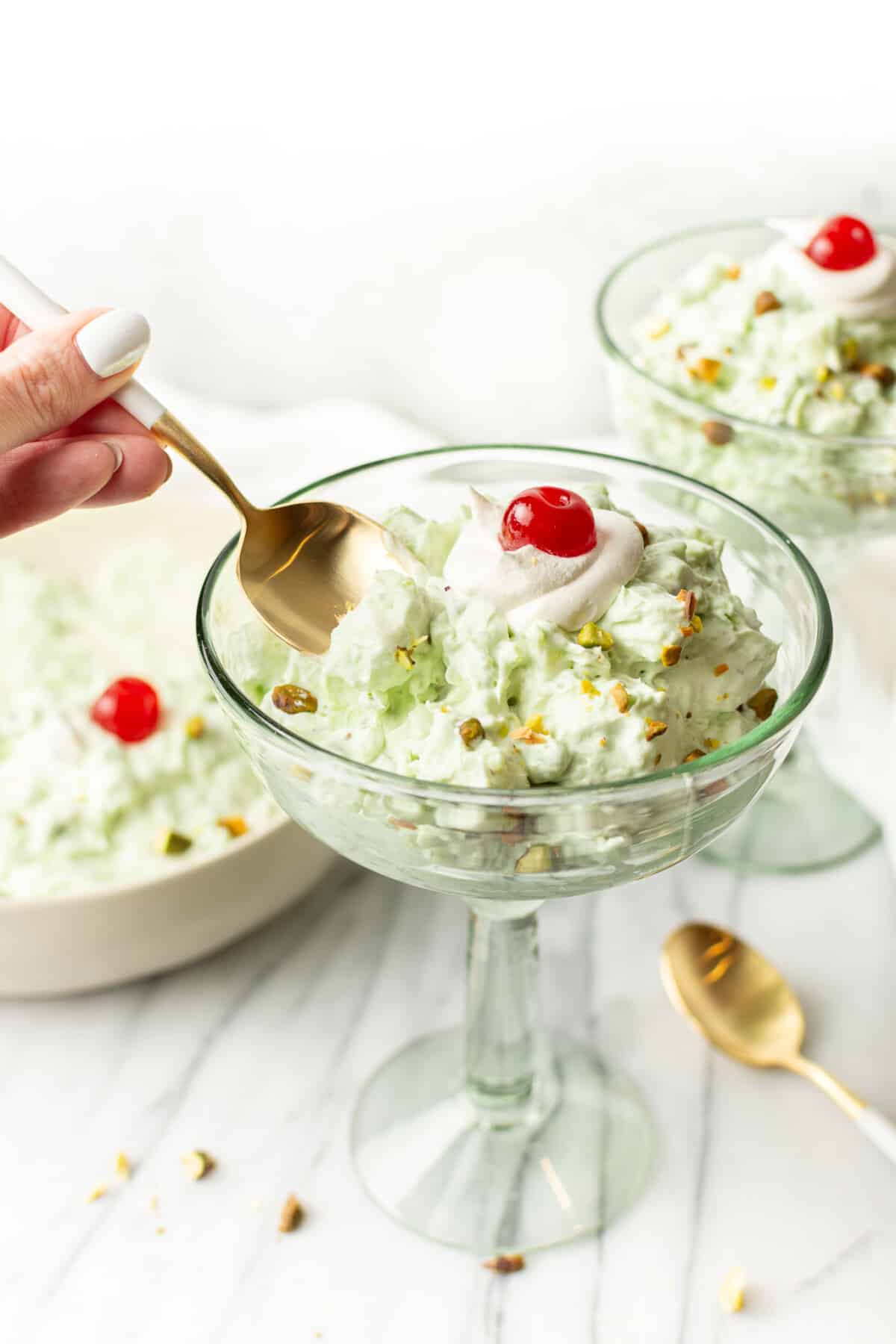 two glasses with watergate salad